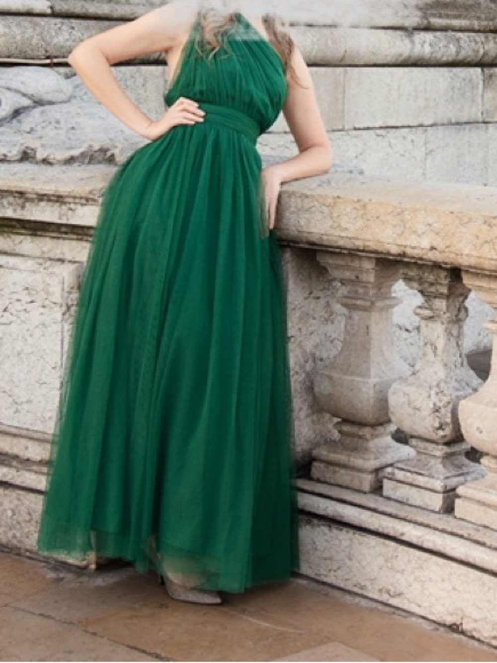 ASOS Emerald Green One-Shoulder Maxi Dress